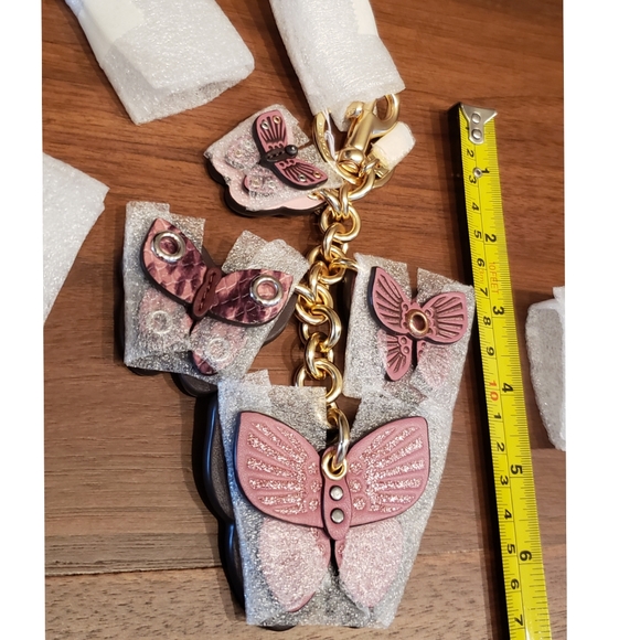 **LAST ONE** NEW Coach Leather Butterfly Bag Charm - Picture 2 of 6
